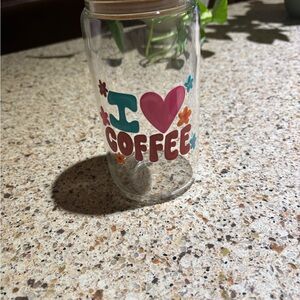 I Love Coffee Glass Jar with Bamboo Lid